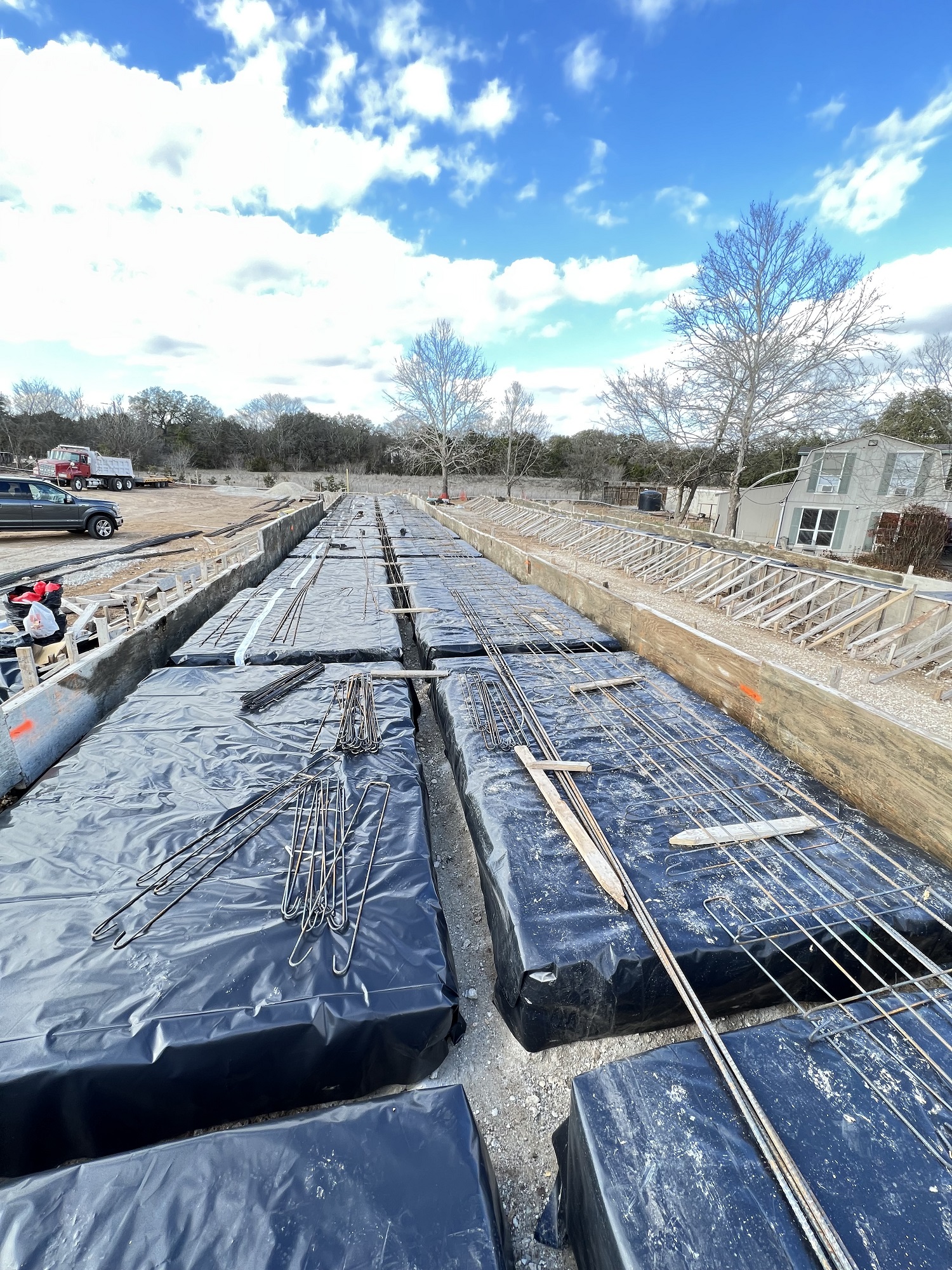 concrete finishing slab just before a foundation pour