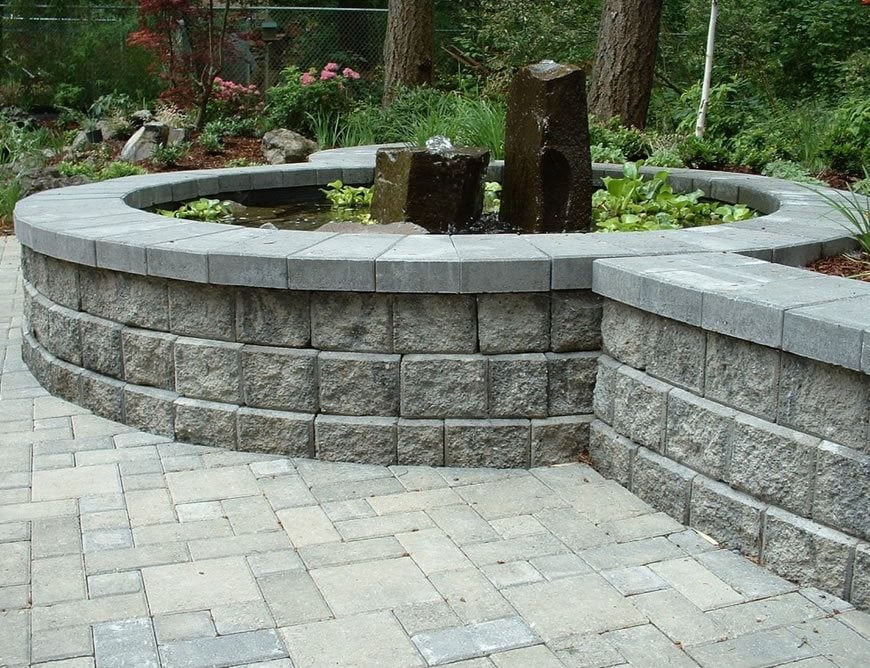 Retaining Block Wall with Water Feature